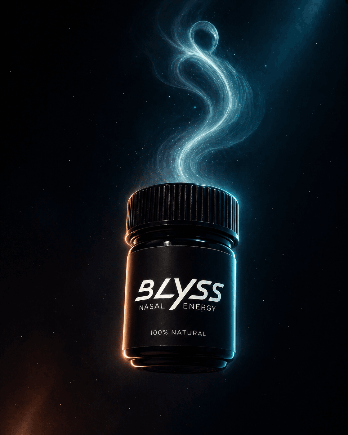 BLYSS Nasal Energy inhaler, black bottle with smoke wisp